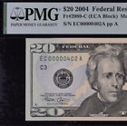 2004 $ 20 Federal Reserve Note PMG 64EPQ Geburtstag niedrige Seriennummer 00000402