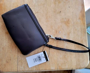 Bolso Muñequera Wilson Cuero Marrón Cashwrap Forro Estampado Animal Nuevo con Etiquetas - Imagen 1 de 5
