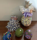 5 Beaded Sequin  Vtg Ornaments Easter Very Unique Various Sizes