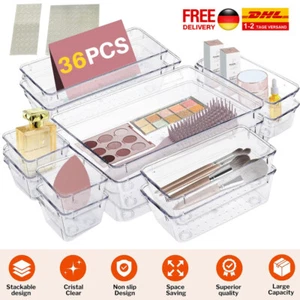 36-teiliger Schubladen Organizer Schreibtisch Organizer transparent in 4 Größen - Bild 1 von 20