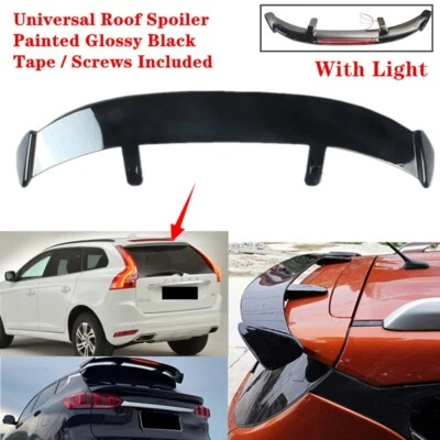 Universal Fit For Volvo XC60 10-17 Rear Tail Roof Spoiler ABS Wing Black W/Light - Image 1 of 4