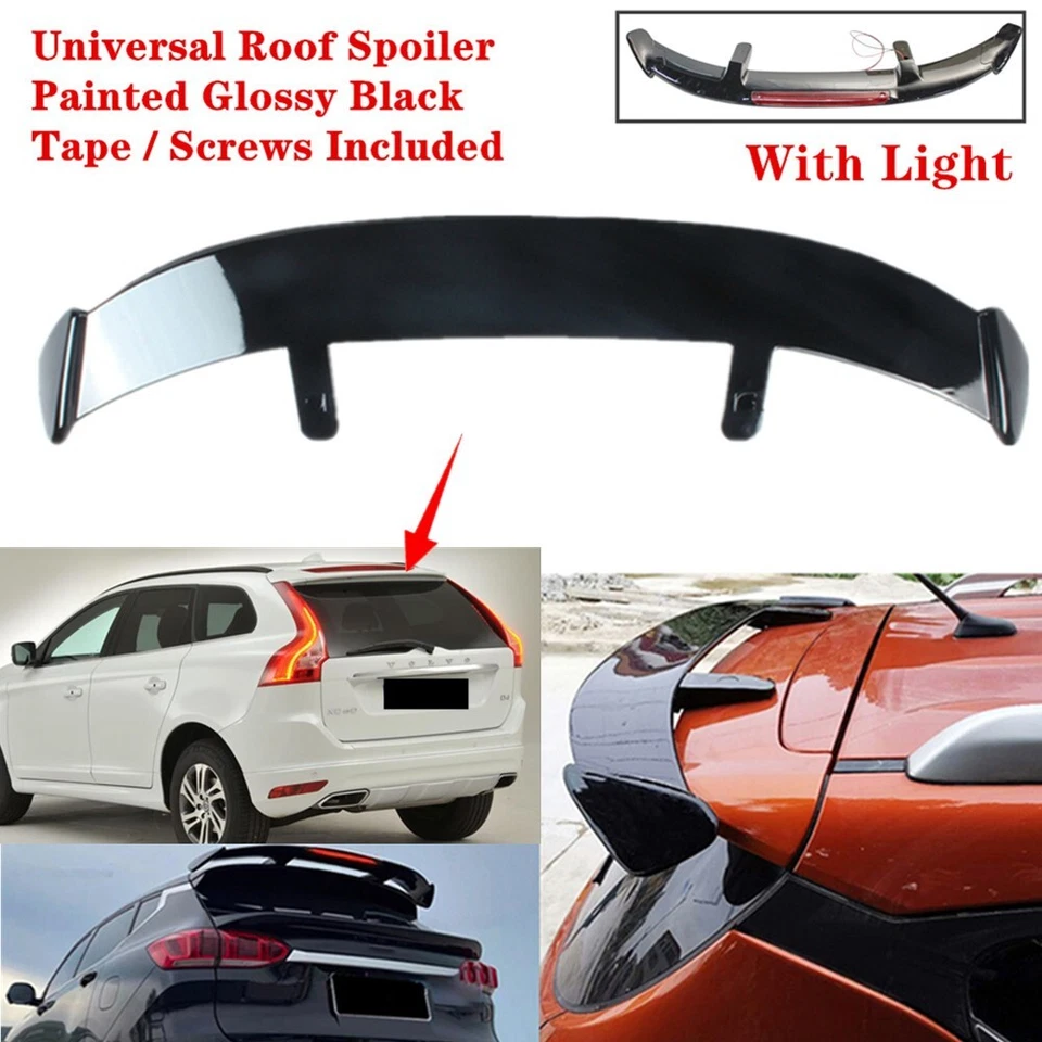 Universal Fit For Volvo XC60 10-17 Rear Tail Roof Spoiler ABS Wing Black W/Light Foto 1 de 4