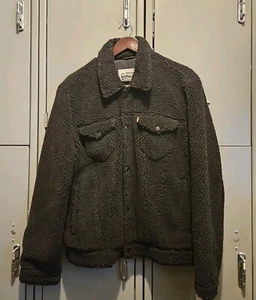 Chaqueta de camionero Sherpa negra para hombre Levi's talla mediana nueva con etiquetas originalmente... - Imagen 1 de 7