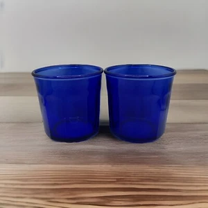 Luminarc Arcoroc Cobalt Blue 500ml 10 Panel Glasses France Vintage Superior~2 - Picture 1 of 5