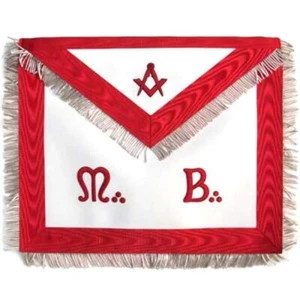 Master Mason Scottish Rite Apron - White & Red Moiré - Picture 1 of 1