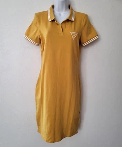 GUESS Polo Dress Embroided Logo Womens size L Yellow - Picture 1 of 5