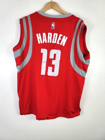 VINTAGE NBA James HARDEN #13 Houston Rockets Adidas Jersey Red M 100% Polyester Cover