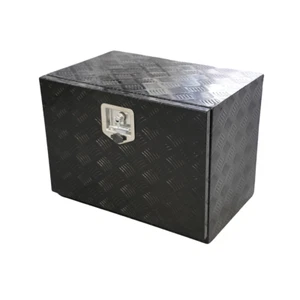 Black 600x400x450mm Checker Plate Aluminium Under Truck Tray Tool Boxes - Picture 1 of 3