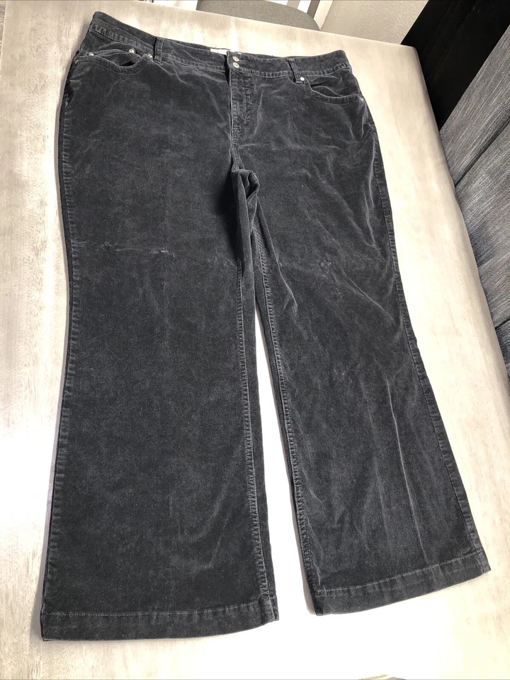 faded glory Women Stretch Black Corduroy Size 24W X 29 Boot Cut Pants - Image 1 of 4
