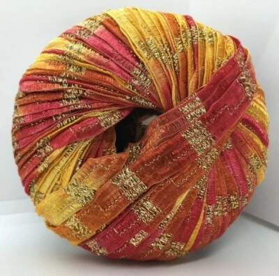 Memento Royale Berlini Glitter Ribbon Yarn #85 Tequila Sunrise w/ Gold Metallic  - Image 1 of 4