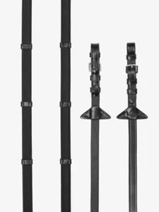 LeMieux Rubber Grip Continental Reins Light Feel Non-Stretch No Slip Black/Brown - Picture 1 of 12