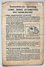 1950 Original Operating instructions LIONEL Smoke Locomotives Magne-Traction