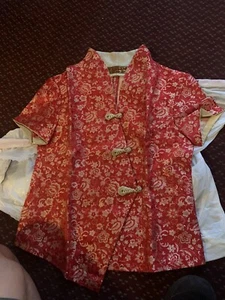 Chef Coat Jacket Sushi Restaurant Kimono Japaneses Printed Uniform Red - Picture 1 of 6