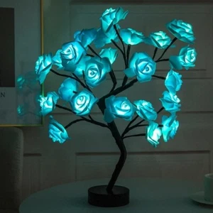 LED Table Lamp Rose Flower Tree USB Night Lights for Bedroom and Parties - Picture 1 of 6