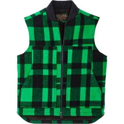 Filson Men's Lined Mackinaw Wool Work Vest 21099228 Acid Green Black Sherpa CC - Image 1 of 4