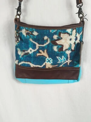 Myra Bag Swashy Swag  small crossbody S-2084 Turquoise floral boho hippie trail - Image 1 of 4