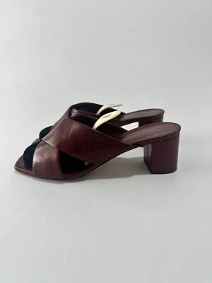 Saint Laurent Burgundy Leather LouLou Mules Size 38 EU/ 8 US / 5 UK - Image 1 of 4