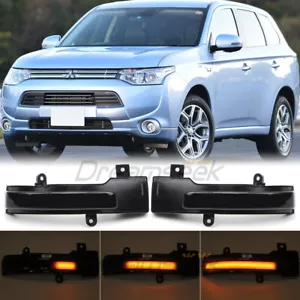 LED Rearview Mirror Light w/ Turn for Mitsubishi Outlander 13-21 ASX 15-20 Smoke - Picture 1 of 12