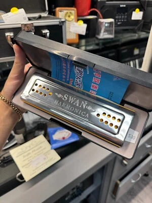 Swan Harmonica Tremolo 24 Holes Double-Sided w/Case Silver - Excellent Condition - Image 1 of 3