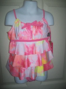 NWT GIRLS JUSTICE 2 piece bathing suit sz med 10 retro surf - Picture 1 of 3