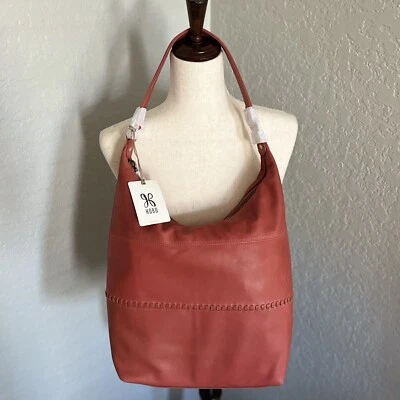 Bolso de Hombro Hobo Entrine Whipstitch Cuero, Cuero, Naranja (Jengibre) Nuevo con Etiquetas Foto 1 de 4