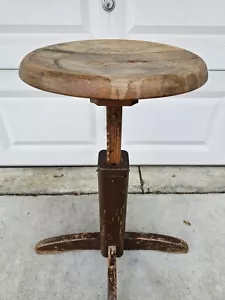 Vintage 50s Wooden Jack Stand Style Workshop Stool Adjustable Height Very Sturdy - Picture 1 of 12