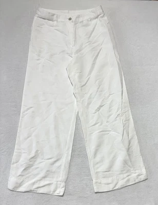 Pantalones para mujer H&M 6 blancos mezcla de lino pierna ancha ligeros verano playa resort Foto 1 de 4