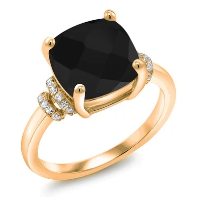 Anel de prata folheado a ouro amarelo 18K com almofada citrino amarelo 3,89 quilates - Imagem 1 de 4