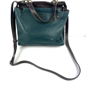 Chala Convertible Satchel Crossbody Grren Blue Faux Leather Handbag No Charm - Picture 1 of 12