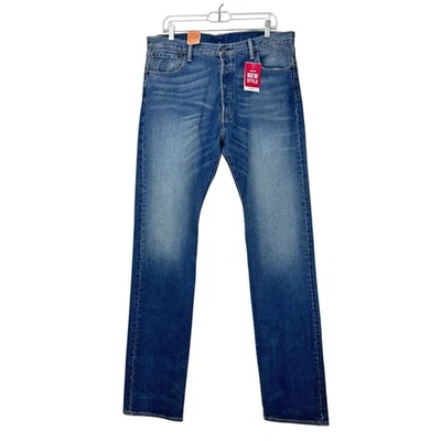 Levi’s 501 Jeans Mens 36x38 Big Tall Straight Leg Button Fly Stretch Med Wash - Image 1 of 4