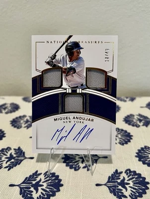Miguel Andujar 2018 Panini National Treasures 10/49 Auto RC - Image 1 of 2