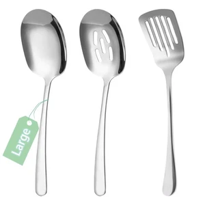 Juego de 3 cucharas para servir de acero inoxidable, 18/8 utensilios para servir grandes, incluye... - Imagen 1 de 9