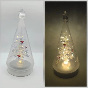 Albero di Natale Roman Inc illuminato con cardinali rossi uccellini diorama 10 pollici ritirato - Foto 1 di 6