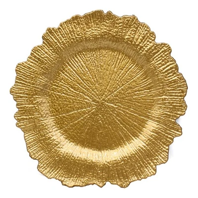 6Pcs Reef Charger Plates, Plastic Dinner Plate Chargers Round Server Ware, Gold - Image 1 of 4