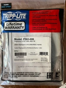 Displayport To Hdmi converter Cable Tripp Lite P582-006 6ft 6 feet ft NEW Sealed - Picture 1 of 3
