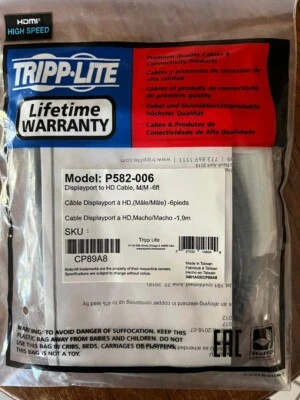 Displayport To Hdmi converter Cable Tripp Lite P582-006 6ft 6 feet ft NEW Sealed - Image 1 of 3