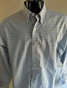 Camicia Brooks Brothers 346 tutto cotone non ferro blu chiaro++ a quadri LS taglia M - Foto 1 di 4