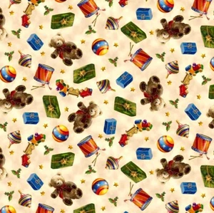 Quilting Treasures - Checking It Twice - Toys - Cream, Fabric BTY - Picture 1 of 6
