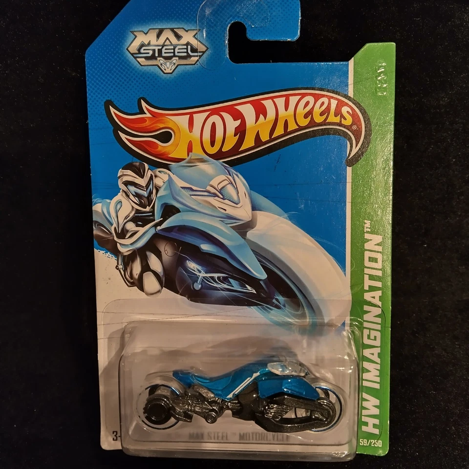 2013 Hot Wheels MAX стали мотоцикла синий HW воображение #59/250 литой 1:64 - Изображение 1 из 3