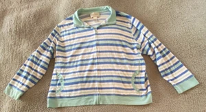 Sport Savvy Damen mehrfarbig gestreift durchgehender Reißverschluss French Terry Jacke Größe 1X - Bild 1 von 8