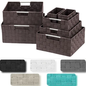 7-Pack Storage Box Set for Closet & Shelves - Woven Fabric Basket Organizer Bins - Picture 1 of 24