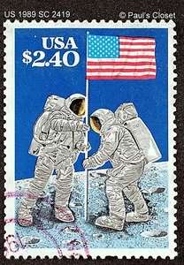 US SC 2419 $2.40 MOON LANDING 1989 USED NO GUM FINE - Picture 1 of 2