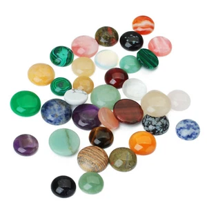 10 Mix Half Round Gemstone Flat Back Natural Stone Dome Cabochon Jewellery DIY - Picture 1 of 4