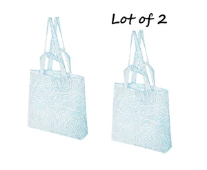 Lot of 2 IKEA Shopping Bag Skynke Foldable Pocket Tote Gifts Blue, White NEW - Picture 1 of 4