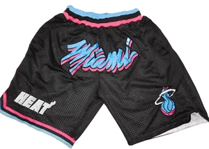 Pantaloncini da basket Just Don Miami Heat NBA taglia Large nero rosa Aqua City - Foto 1 di 12