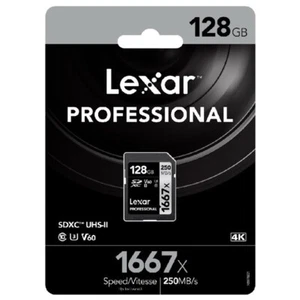 Lexar Professional 1667x 128GB SDXC UHS-II U3 Class 10 SD Memory Card V60-UK - Picture 1 of 5