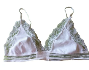 Bralette triángulo palangre escaso rico en algodón blanco sin alambres ASOS Design UK 12 - Imagen 1 de 3