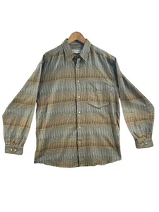 Jhane Barnes Shirt Mens M Multicolor Long Sleeve Button Up Woven Zig Zag VTG Y2K - Picture 1 of 6