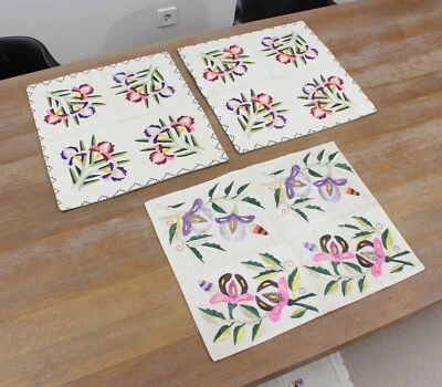 Embroidered Pillow Cover SET of 3 pcs 16.14"x17.52" Vintage Fast Shipment 08440 - Image 1 of 4