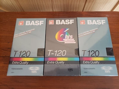 BASF Blank VHS Videocassettes (3) T120 Factory Sealed NOS 6 Hours (EP) Recording - Image 1 of 2